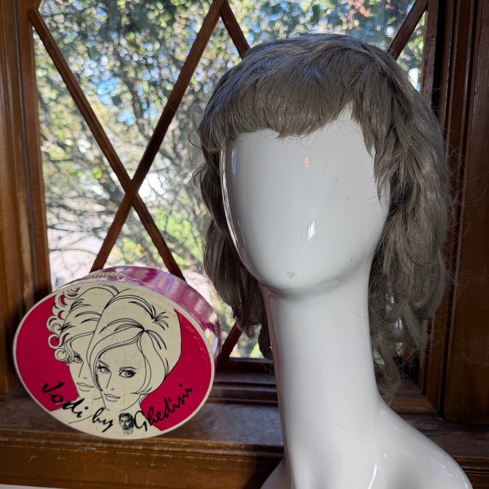 Vintage Jodi by Ghedini Ash Blonde Grey Wavy Wig Dynel 50D Original Box 60s 70s